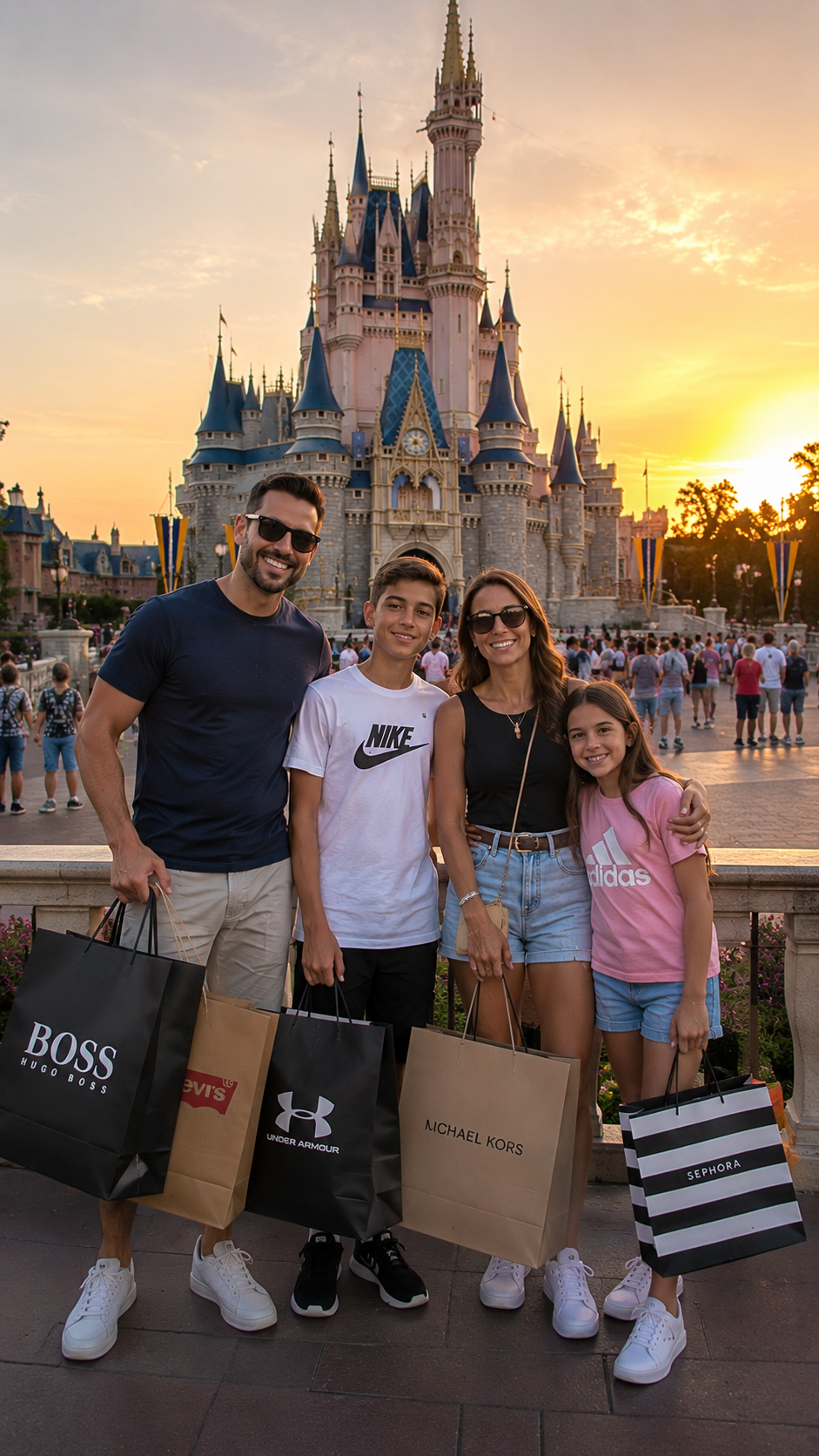 Familia disfrutando sus vacaciones en Walt Disney World después de organizar un viaje personalizado a Orlando.