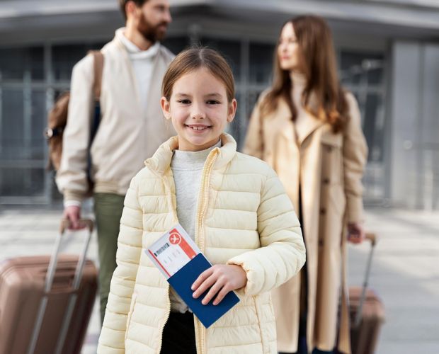 Familia viajando por Estados Unidos con cobertura para equipaje, cancelaciones y documentación.