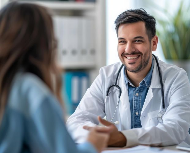Médico atendiendo a una viajera, durante un viaje por Estados Unidos.